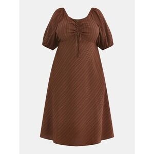 TERRA & SKY Ruched Front Midi Dress Plus Size 2X Cinnamon Brown Rexlaxed Fit NWT